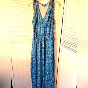 DEREK LAM FOR DESIGN NATION BLUE / ARMIDILLO  PRINT SLEEVELESS MAXI DRESS SZM